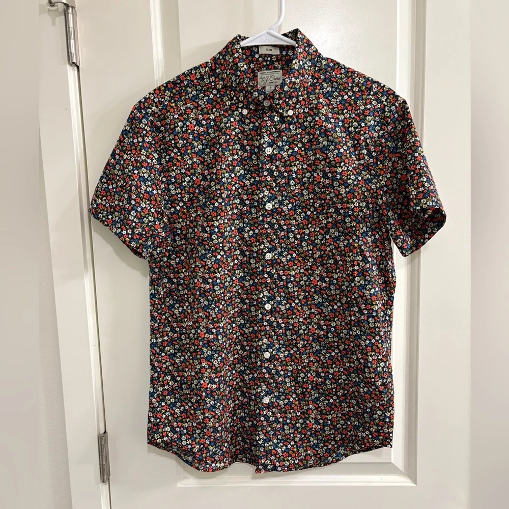 J. Crew Men's Slim Secret Wash Stretch Organic Cotton Floral Shirt